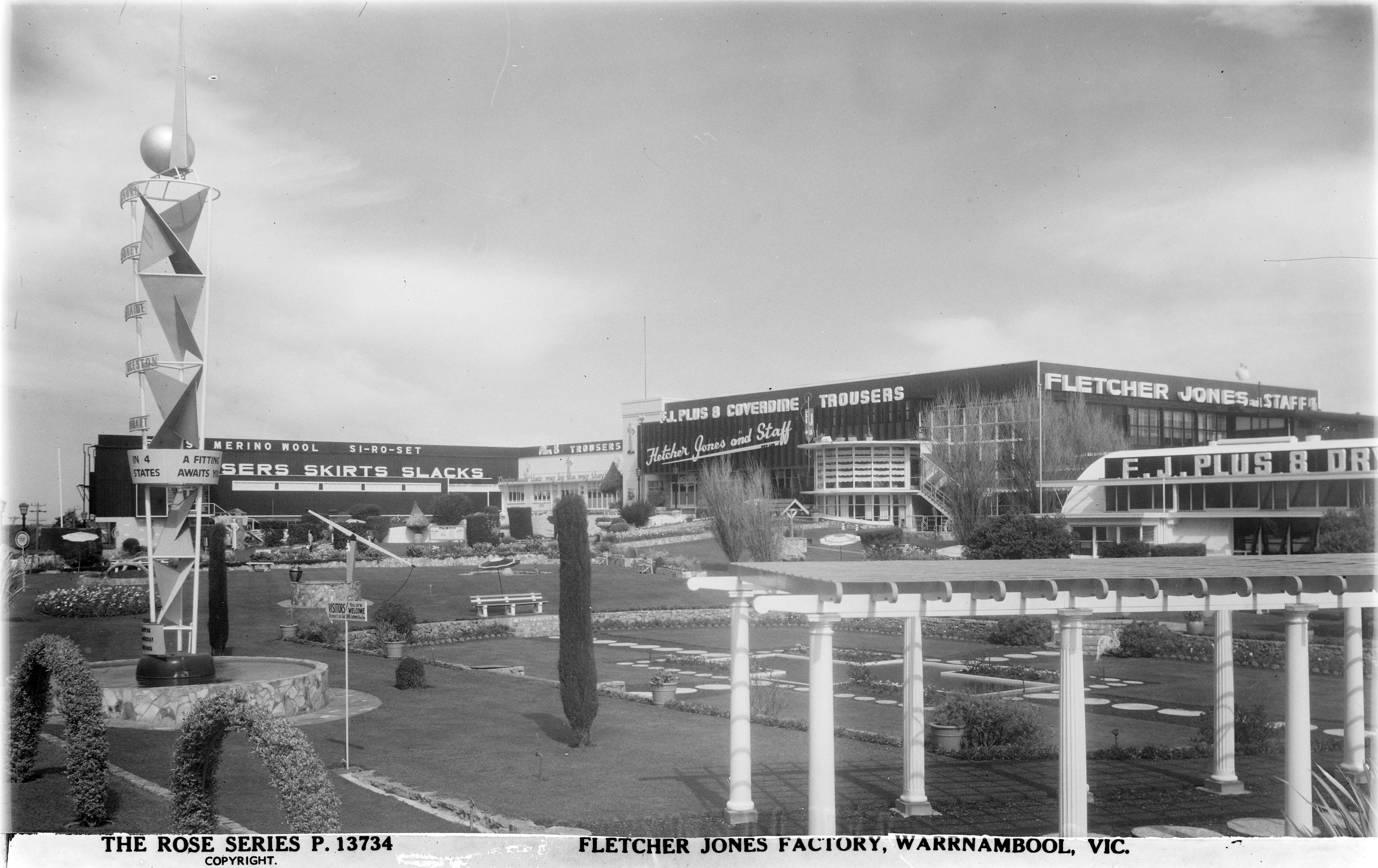 Rose Stereograph Co. ‘Fletcher Jones Factory, Warrnambool, Vic.’, 1920/1954.