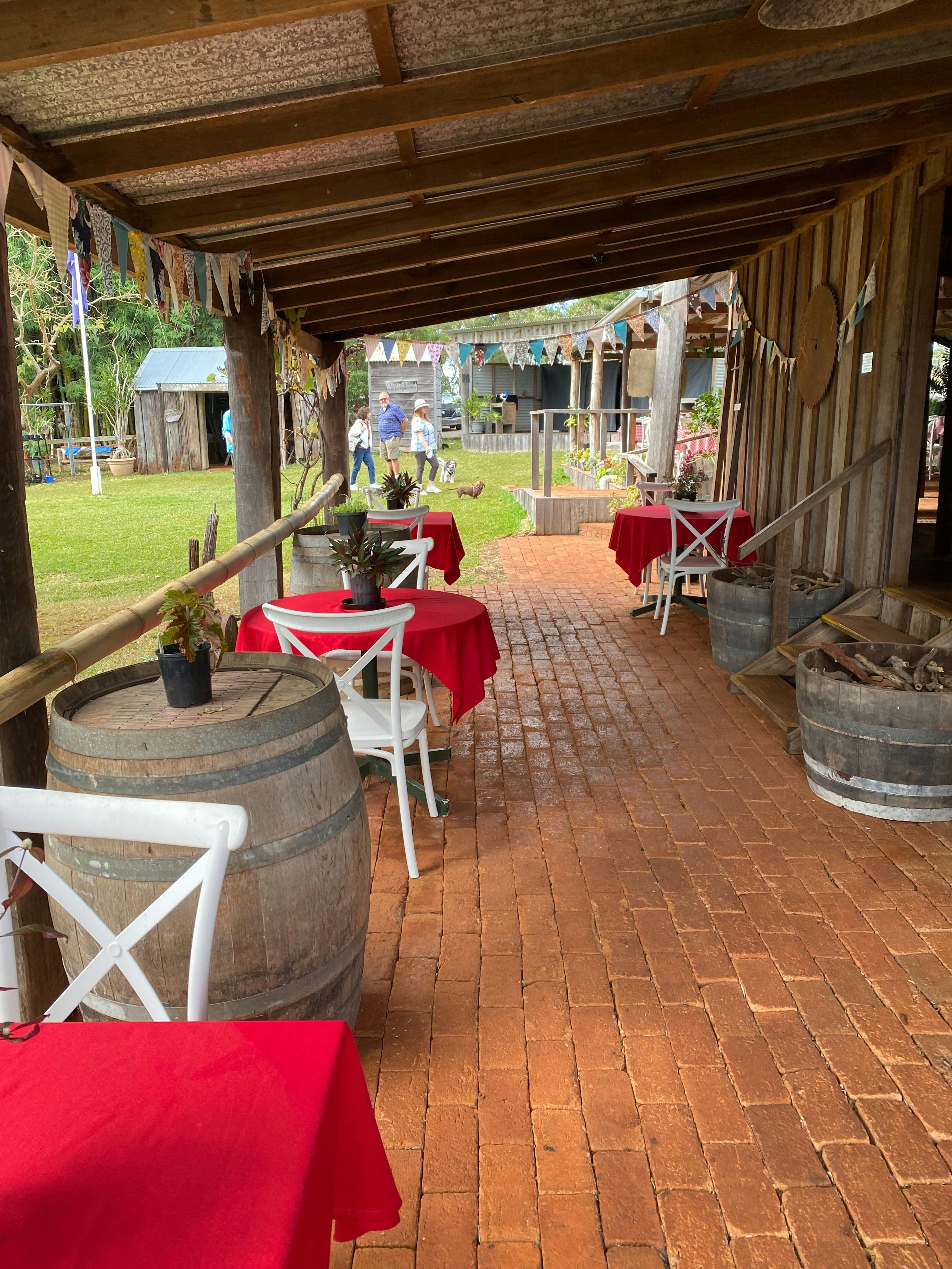 Cellar door tables in a picturesque setting