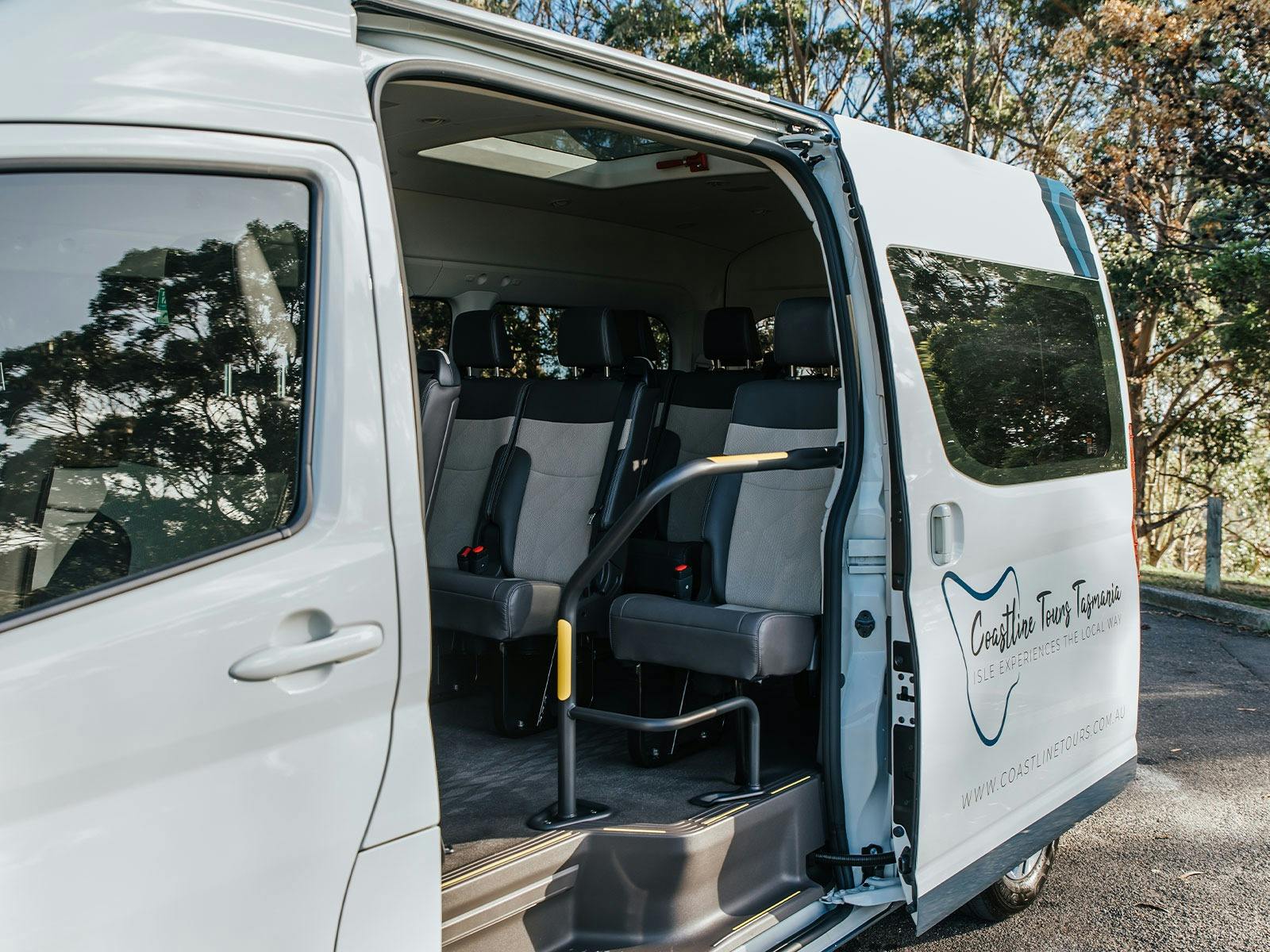 Coastline Tours bus comfortably seats 11 on tour across the northwest Tasmania region