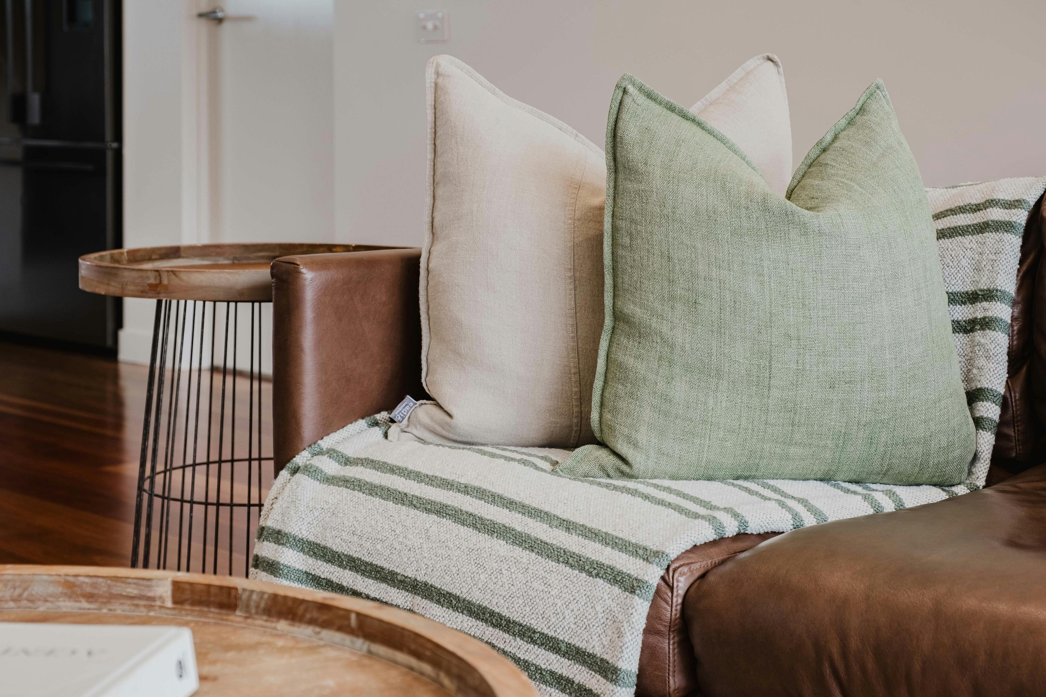 Living room couch and side table
