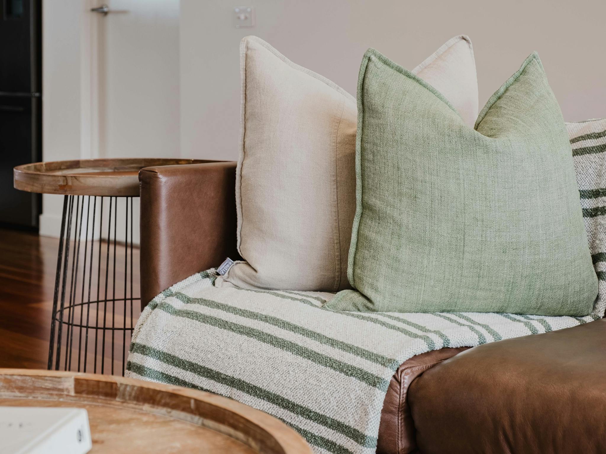 Living room couch and side table