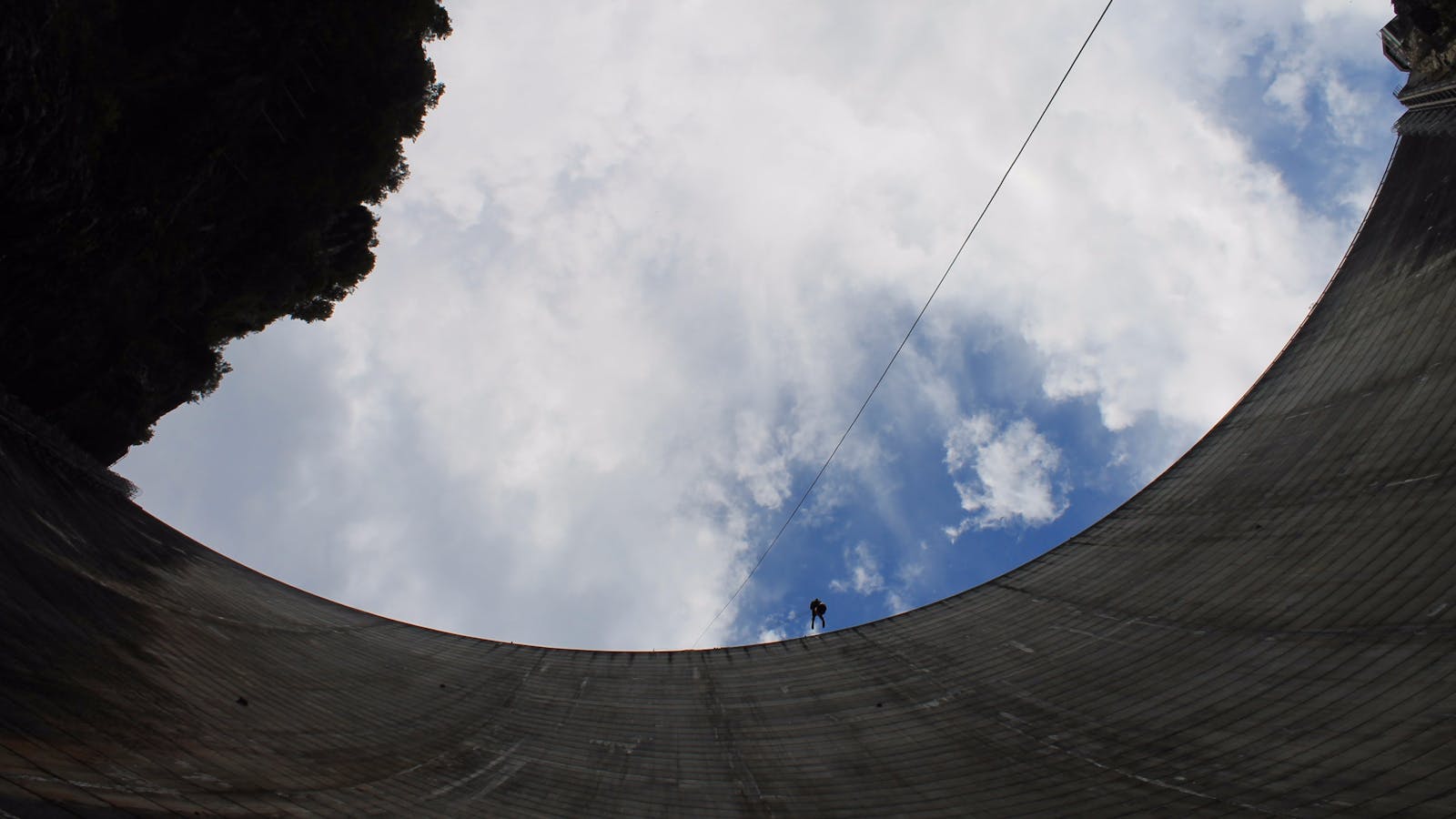 Photo from the base of the 140m Gordon Dam abseil