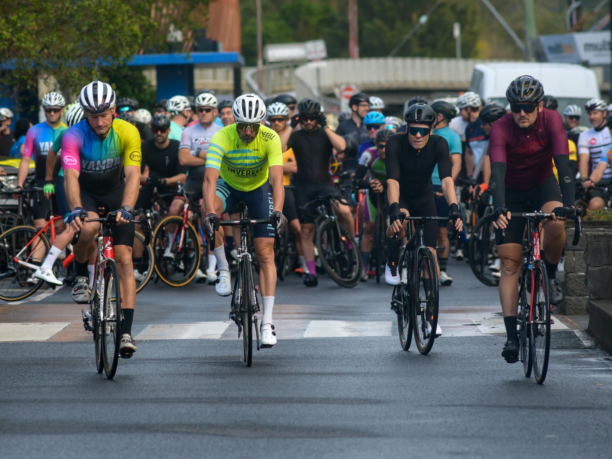 Cyclists at the start of the race