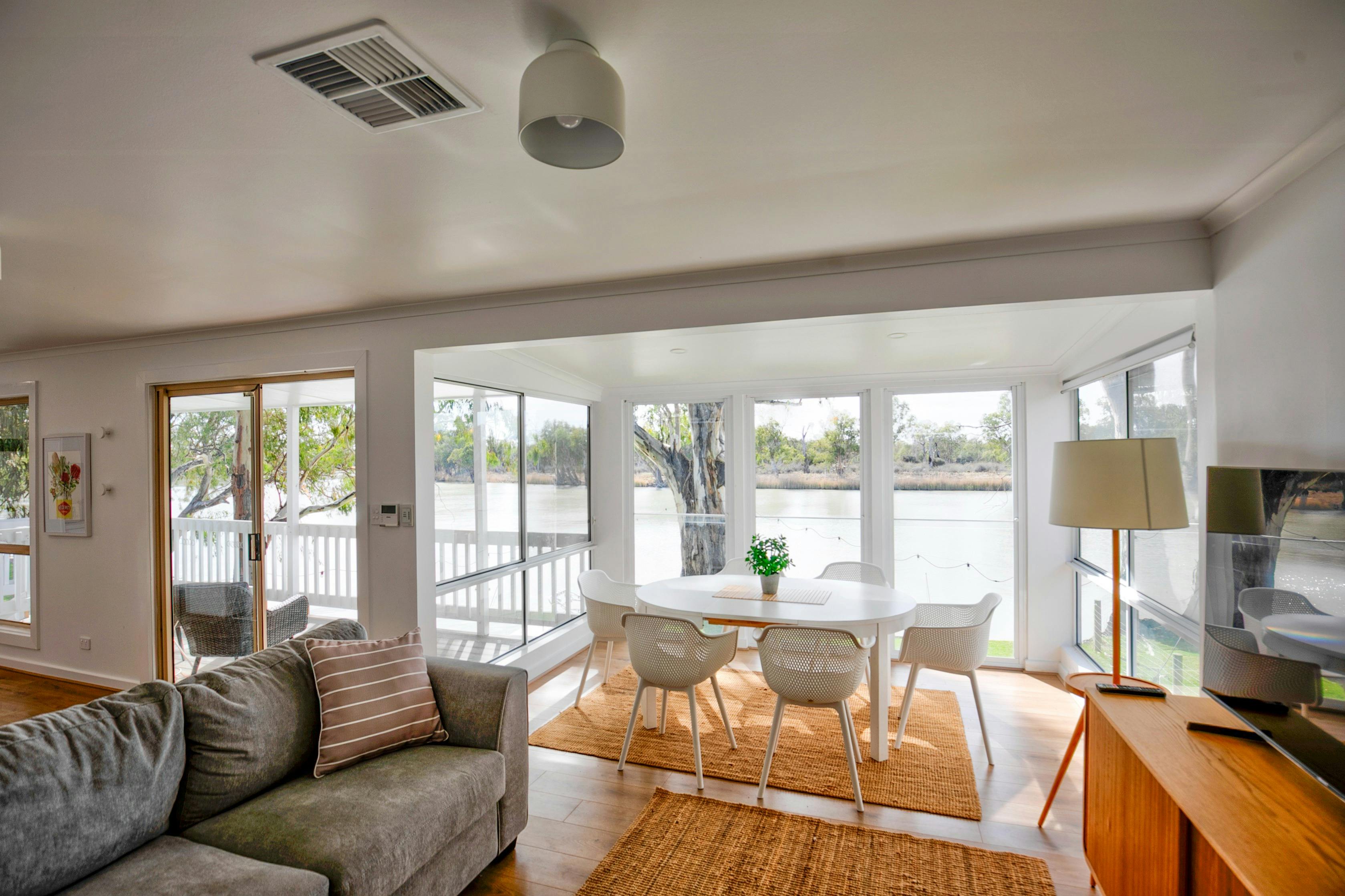 dining looking over the river