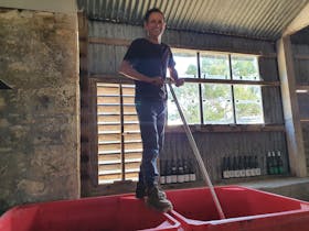 Stephen Jones hand plunging - Vintage 2020 Bellwether Wines