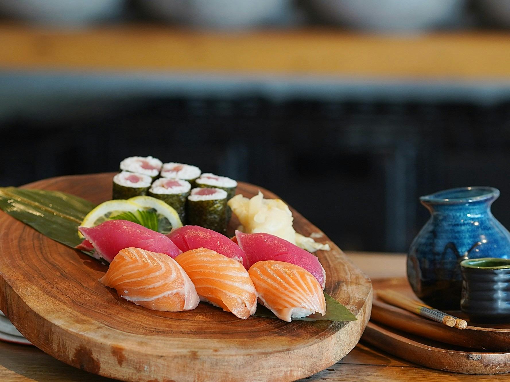 Platter of sushi and sashimi from the Fish and Seafood workshop