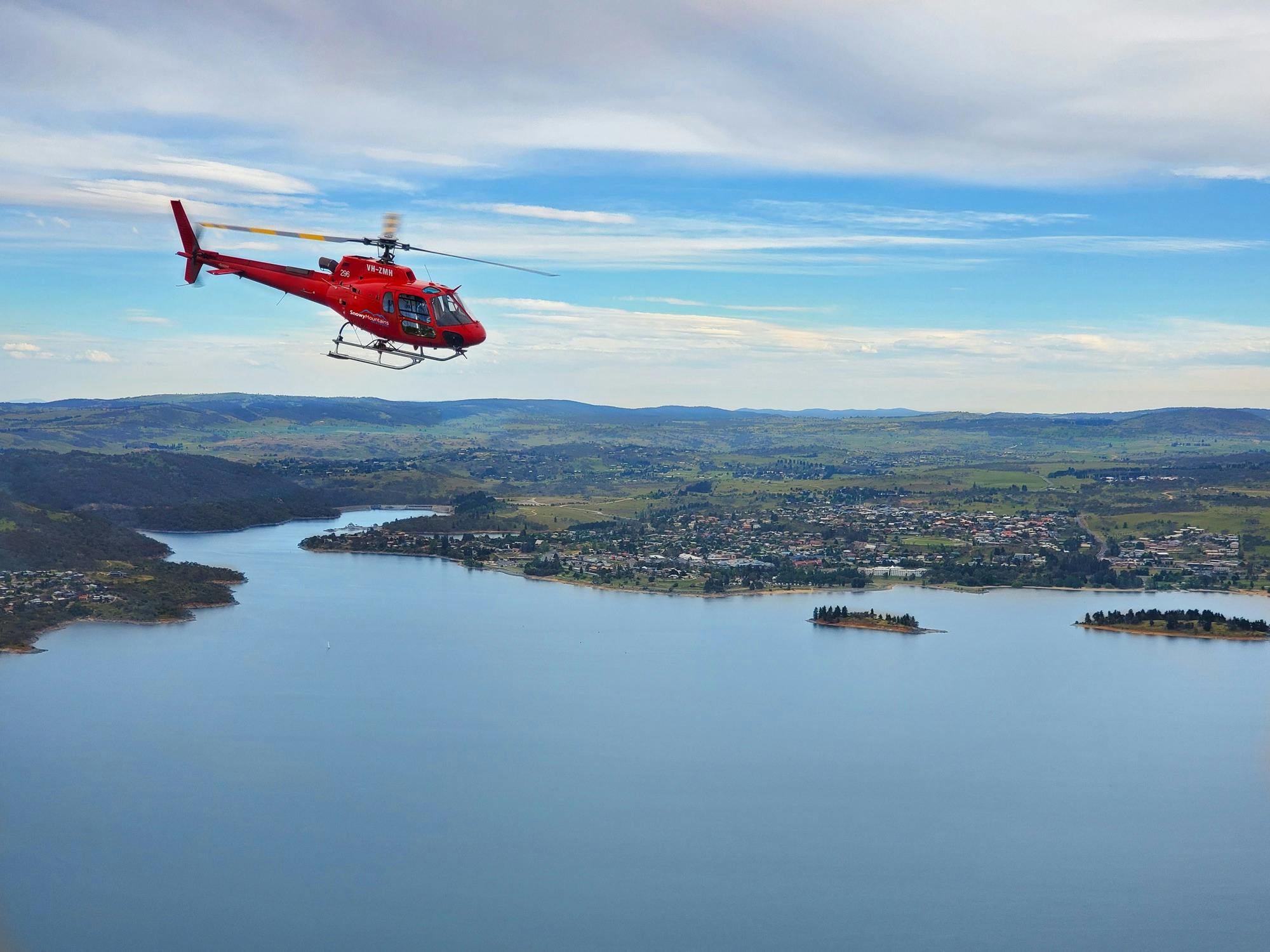 Flying over Lake Jindabyne