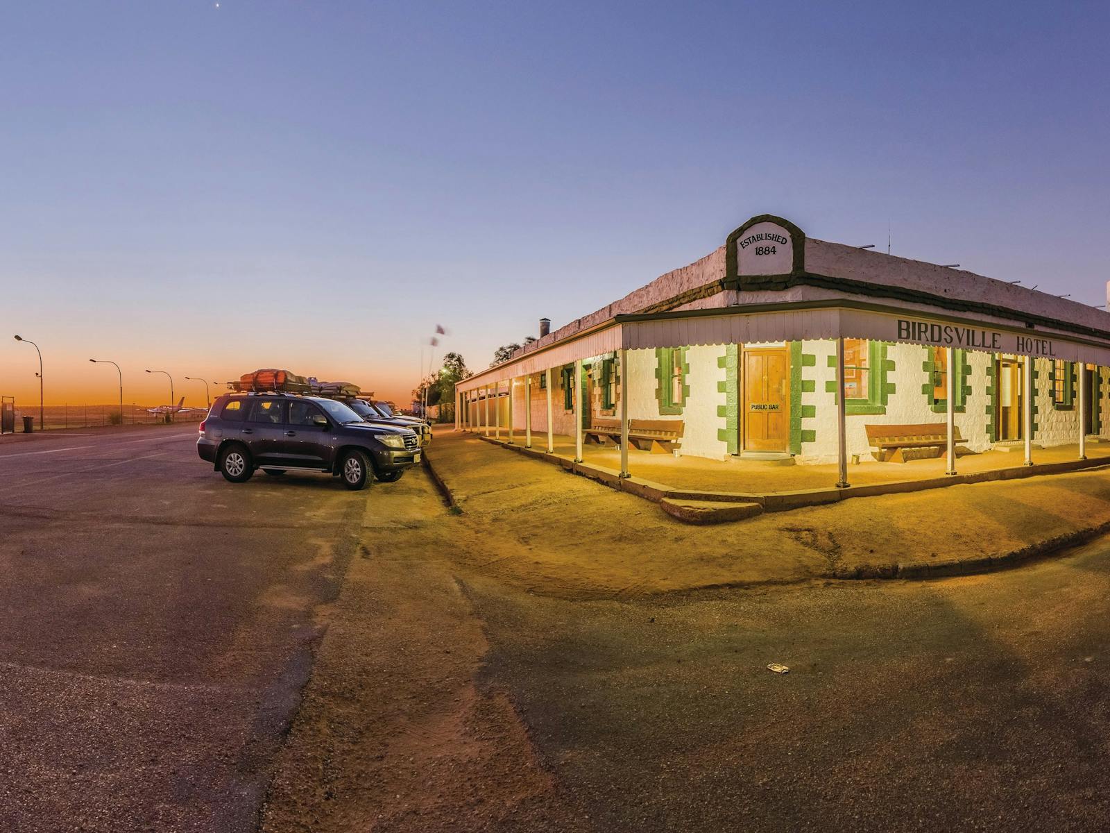 Birdsville Hotel at Sunset