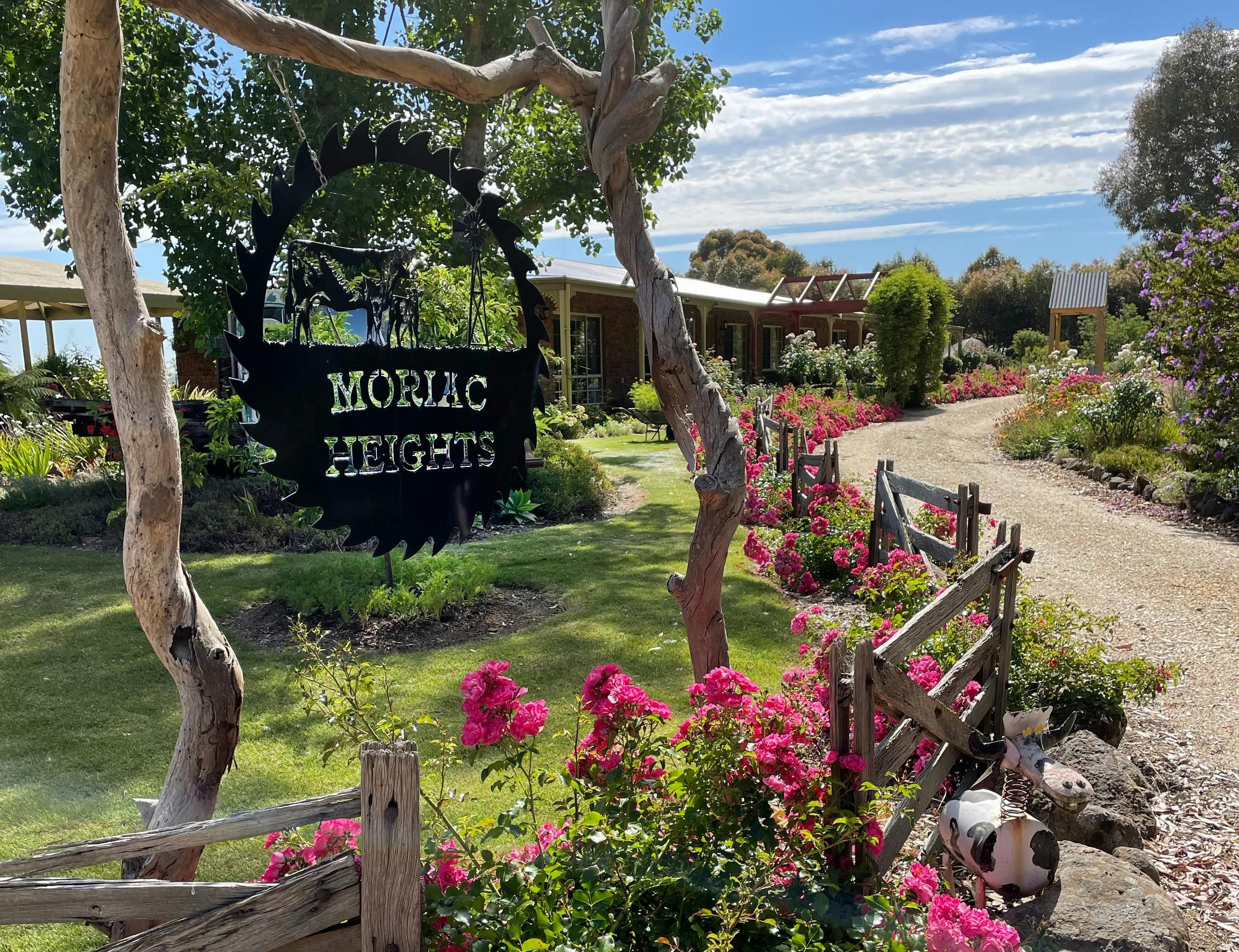 Open Gardens Victoria - Moriac Heights, image of the front garden and house name