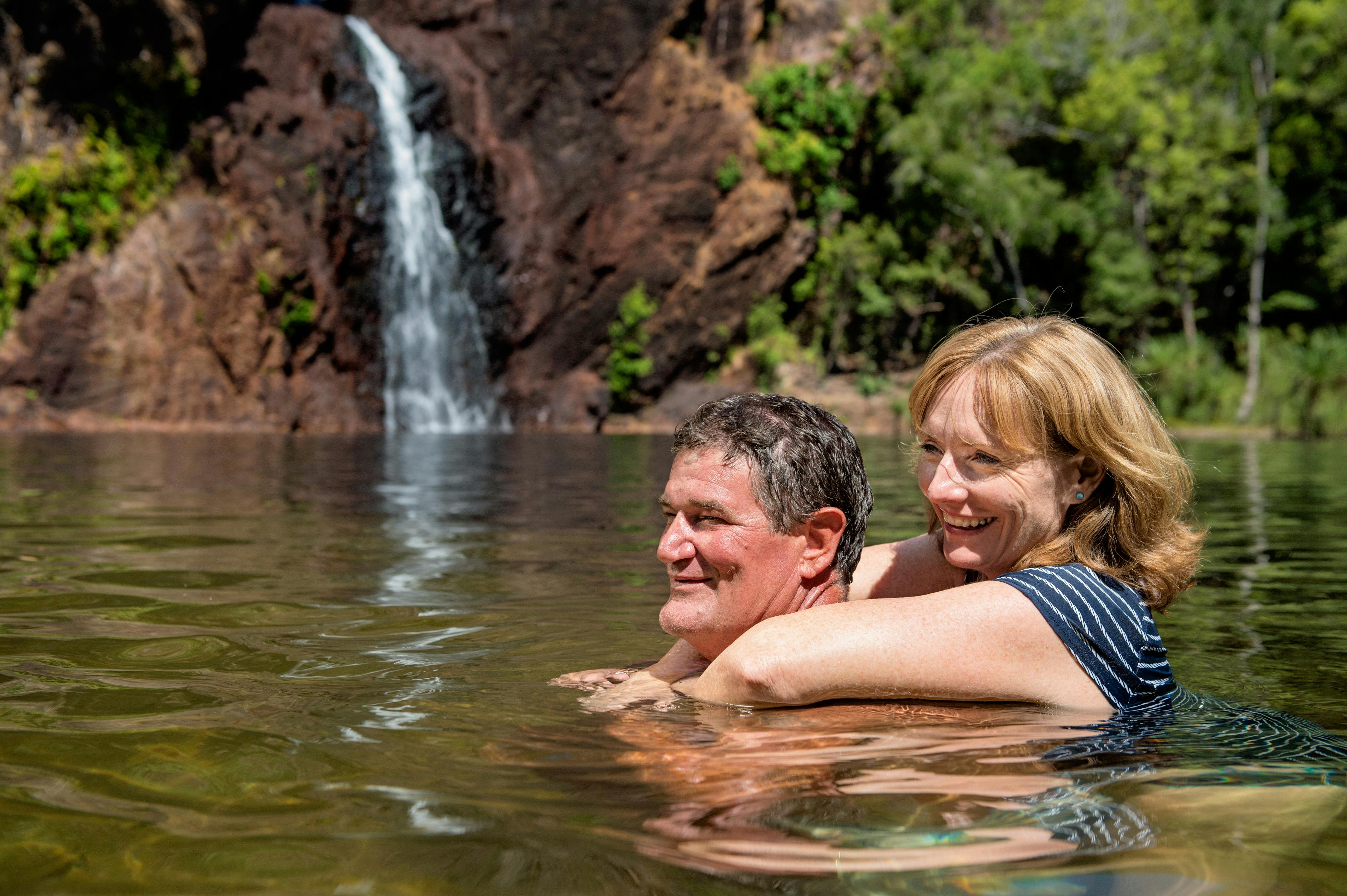 Take a dip to cool down at the popular Wangi Falls in Litchfield National Park