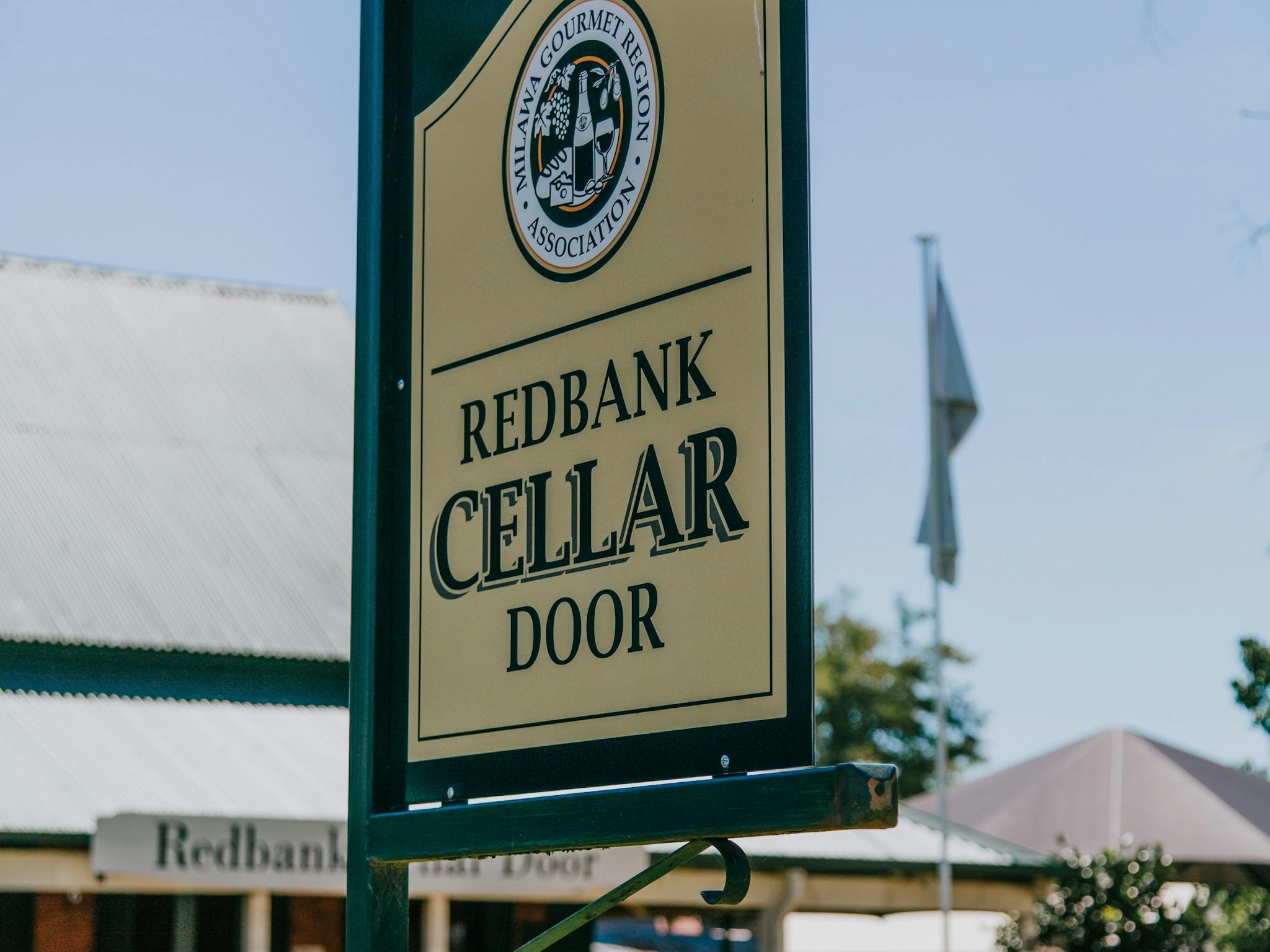 Old fashioned sign advertising cellar door.