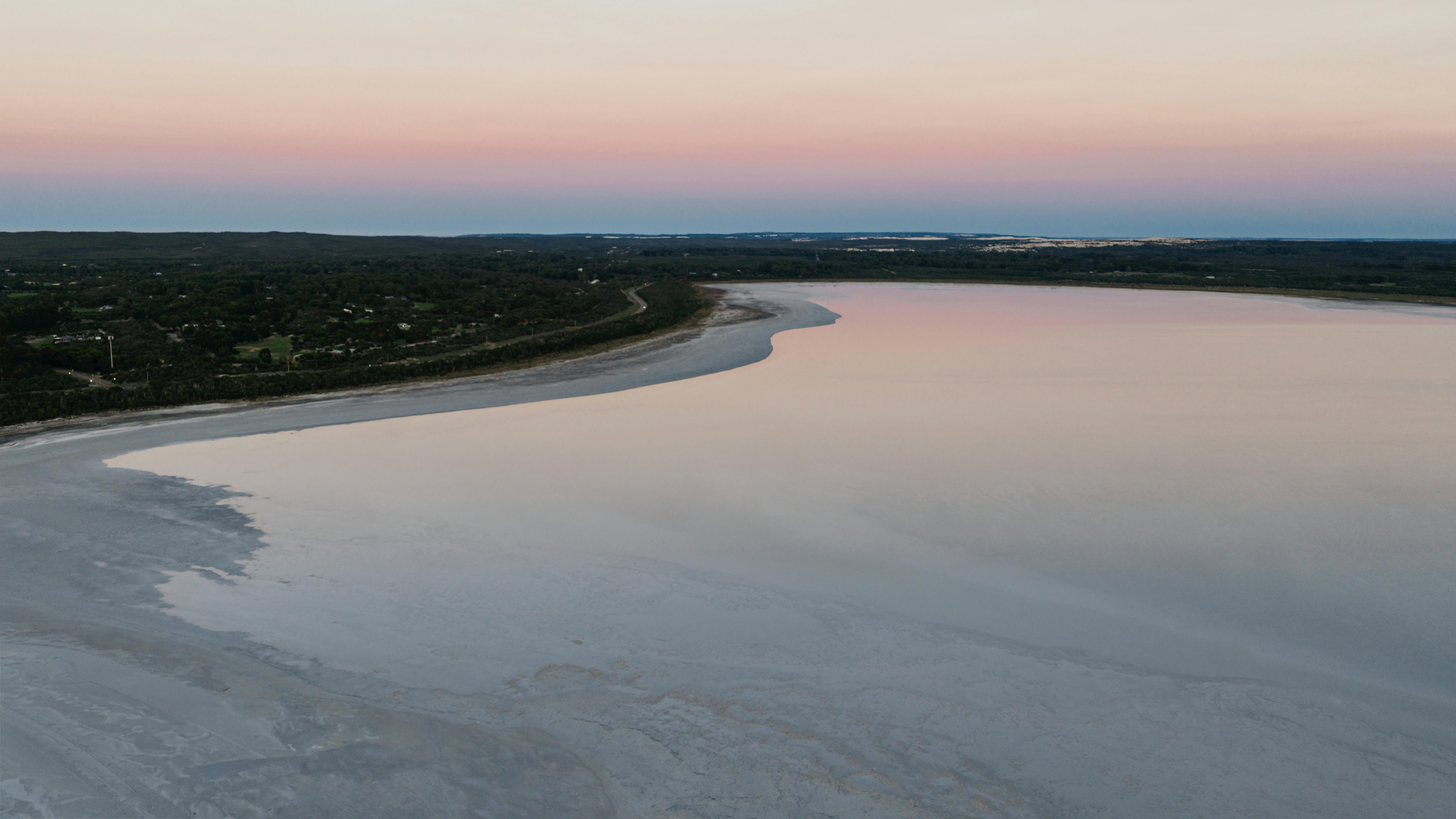 Large salt lake drone shot