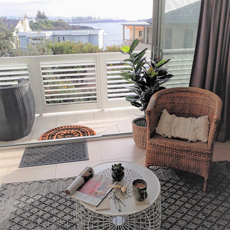 Balcony view of sea rattan chair