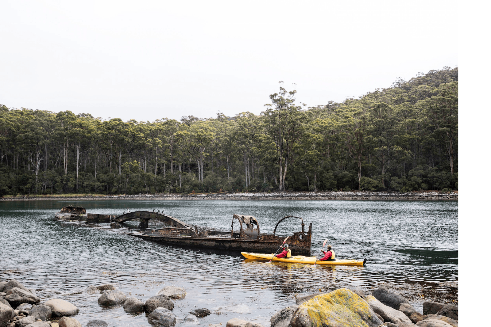 Kayaking beside the Totem Pole on the Tasman Peninsula
