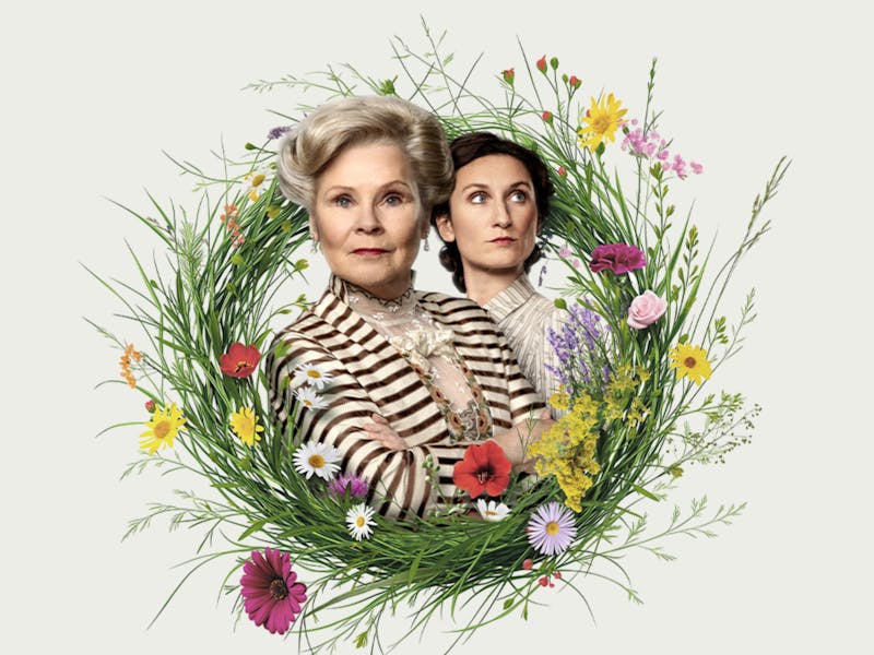 Imelda Staunton & Bessie Carter in a ring of wildflowers