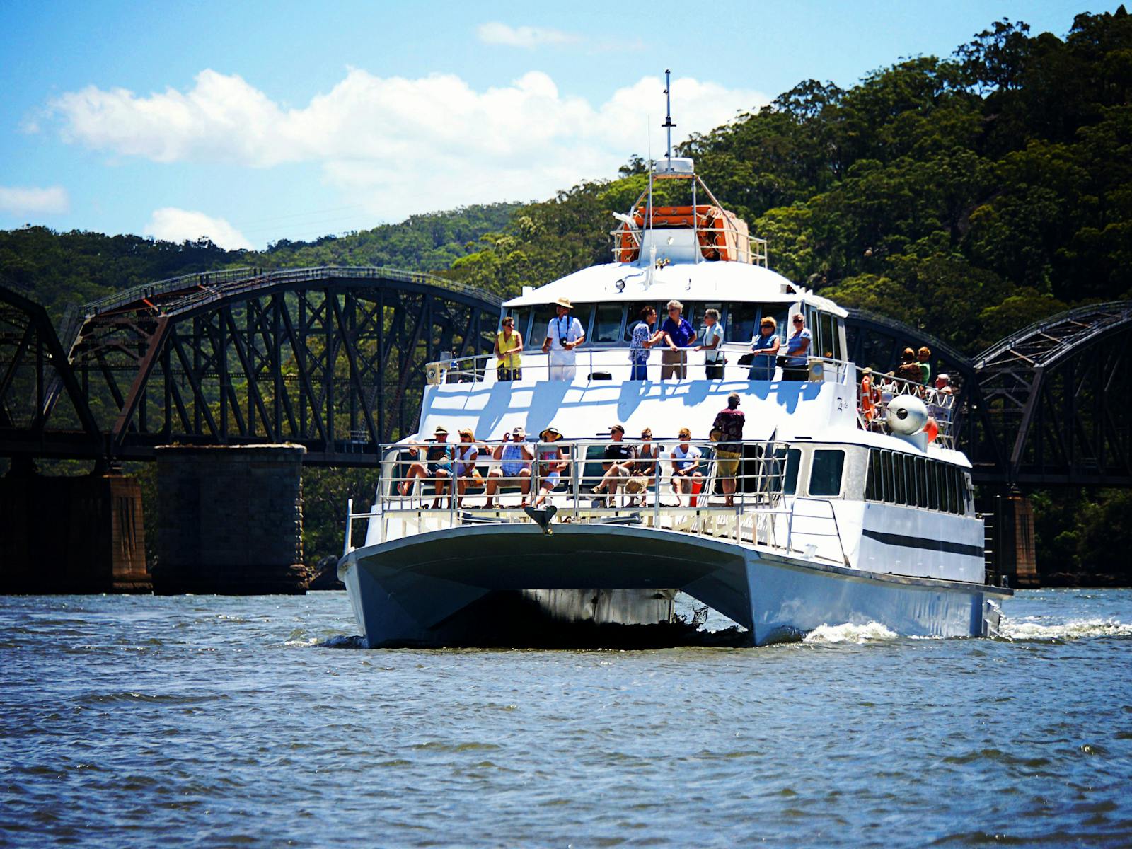 The post boat beside the Hawkesbury River train bridge at Brooklyn