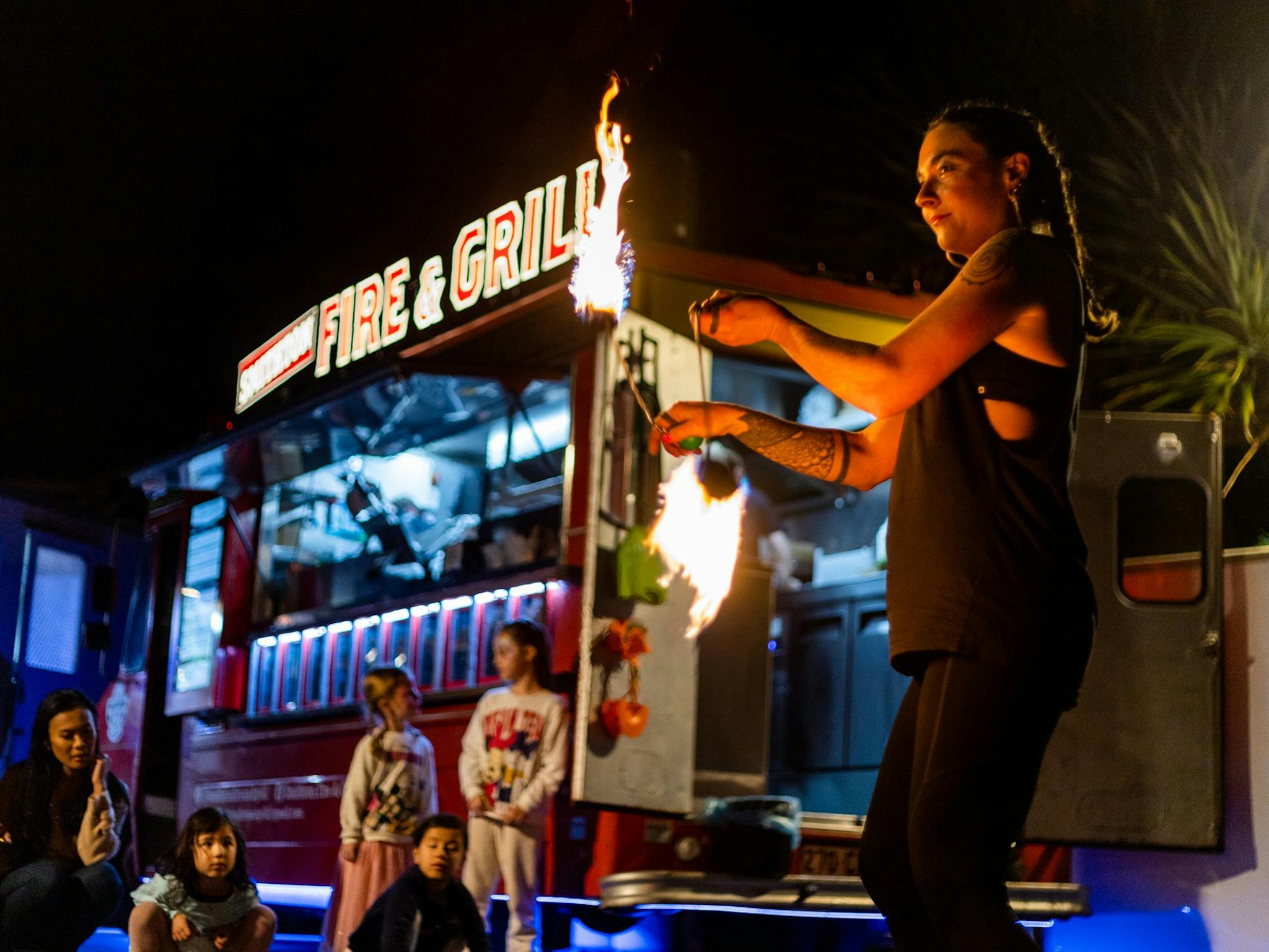 Fire entertainers at Moonlight Night Market