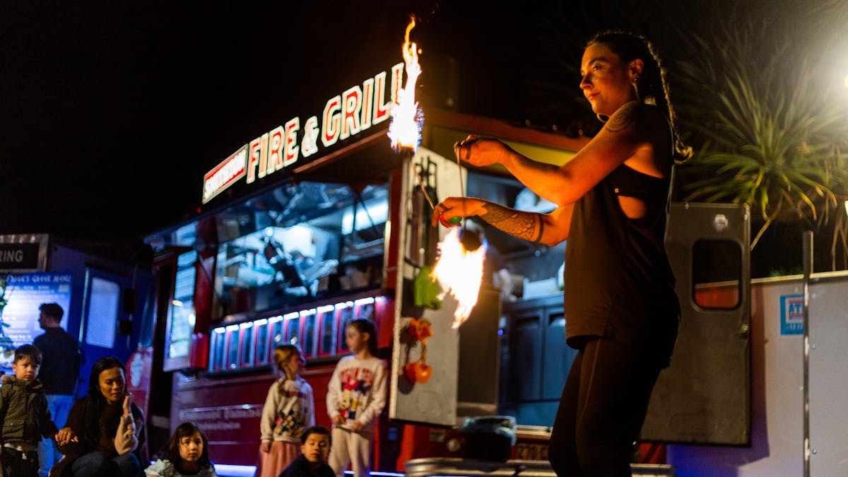 Fire entertainers at Moonlight Night Market
