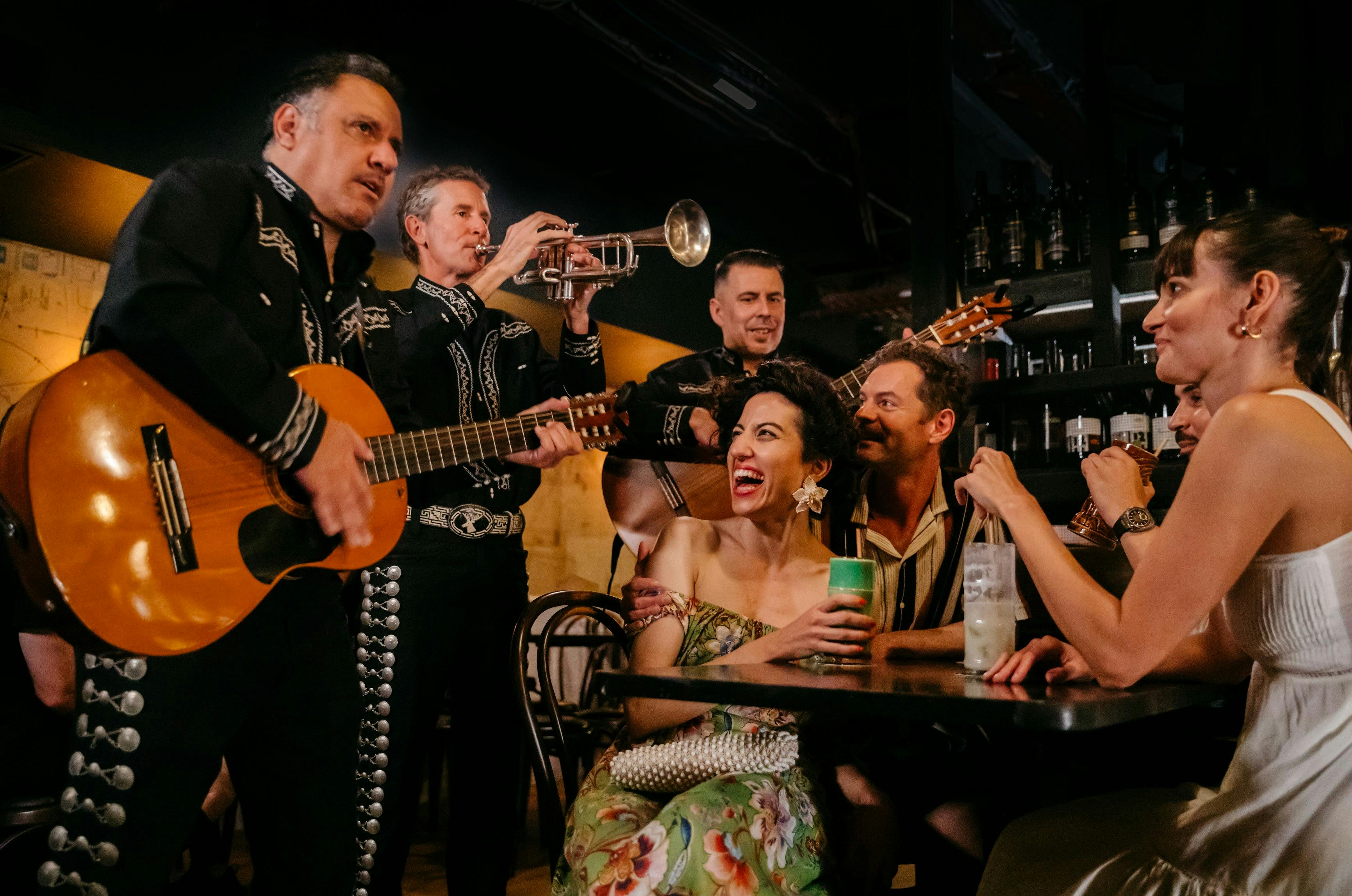 Guests enjoying cocktails and entertainment at the Stitch Bar Buenas Noches Long Lunch event, Sydney