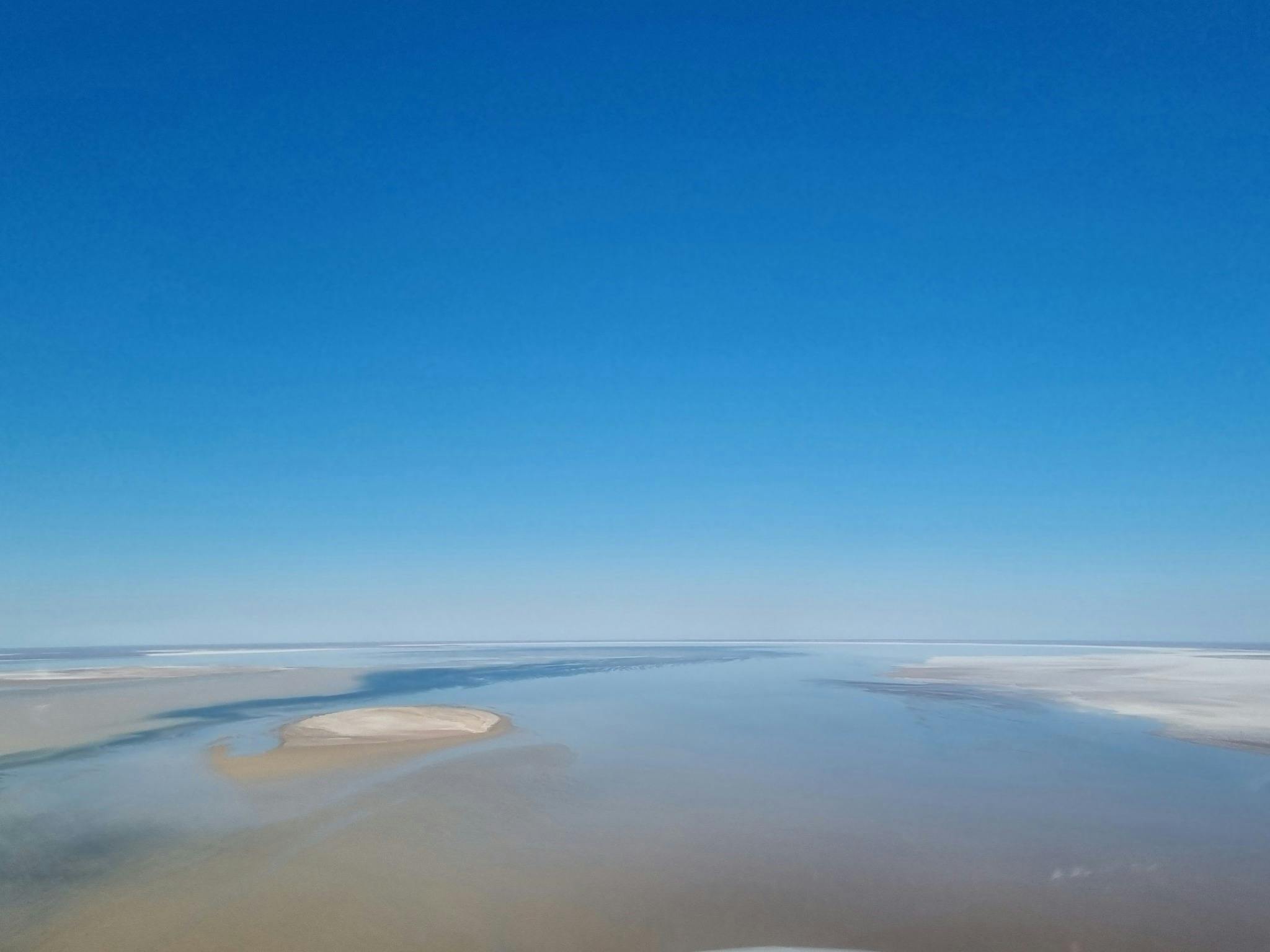 from above Lake Eyre with water