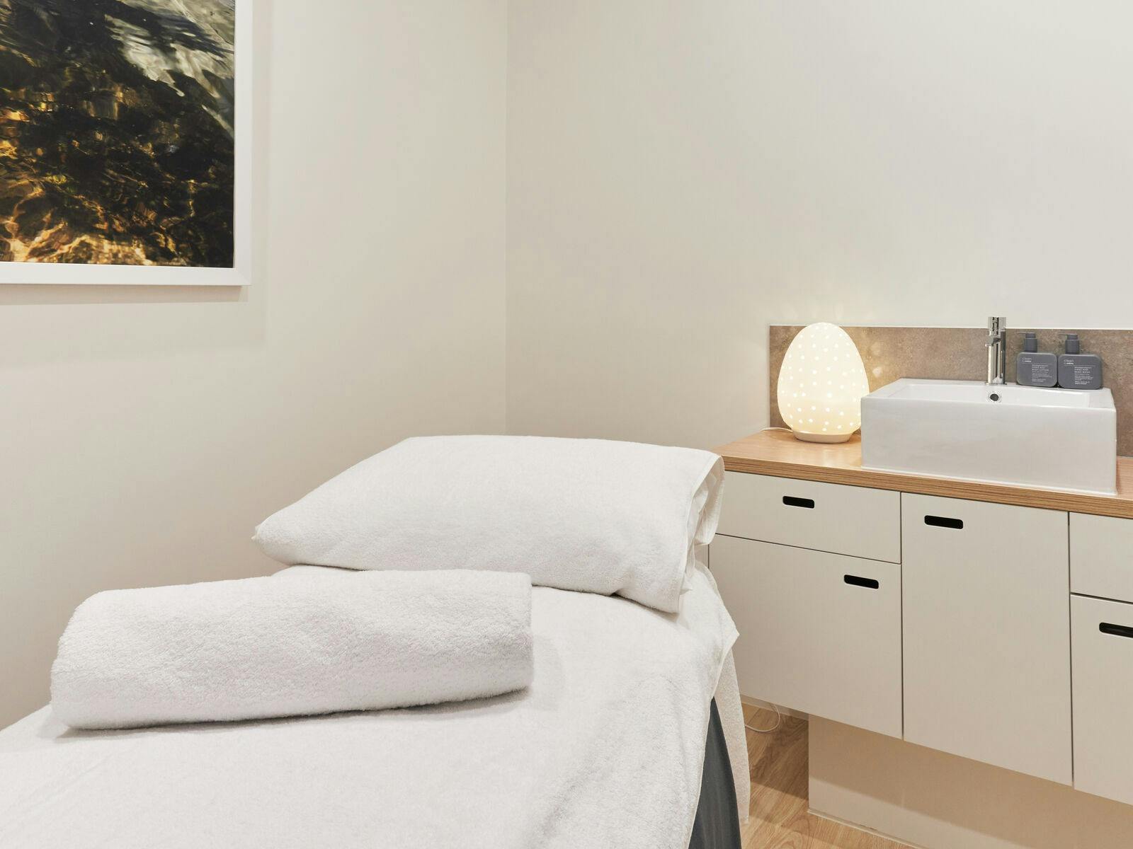 White treatment bed in spa White treatment bed in spa