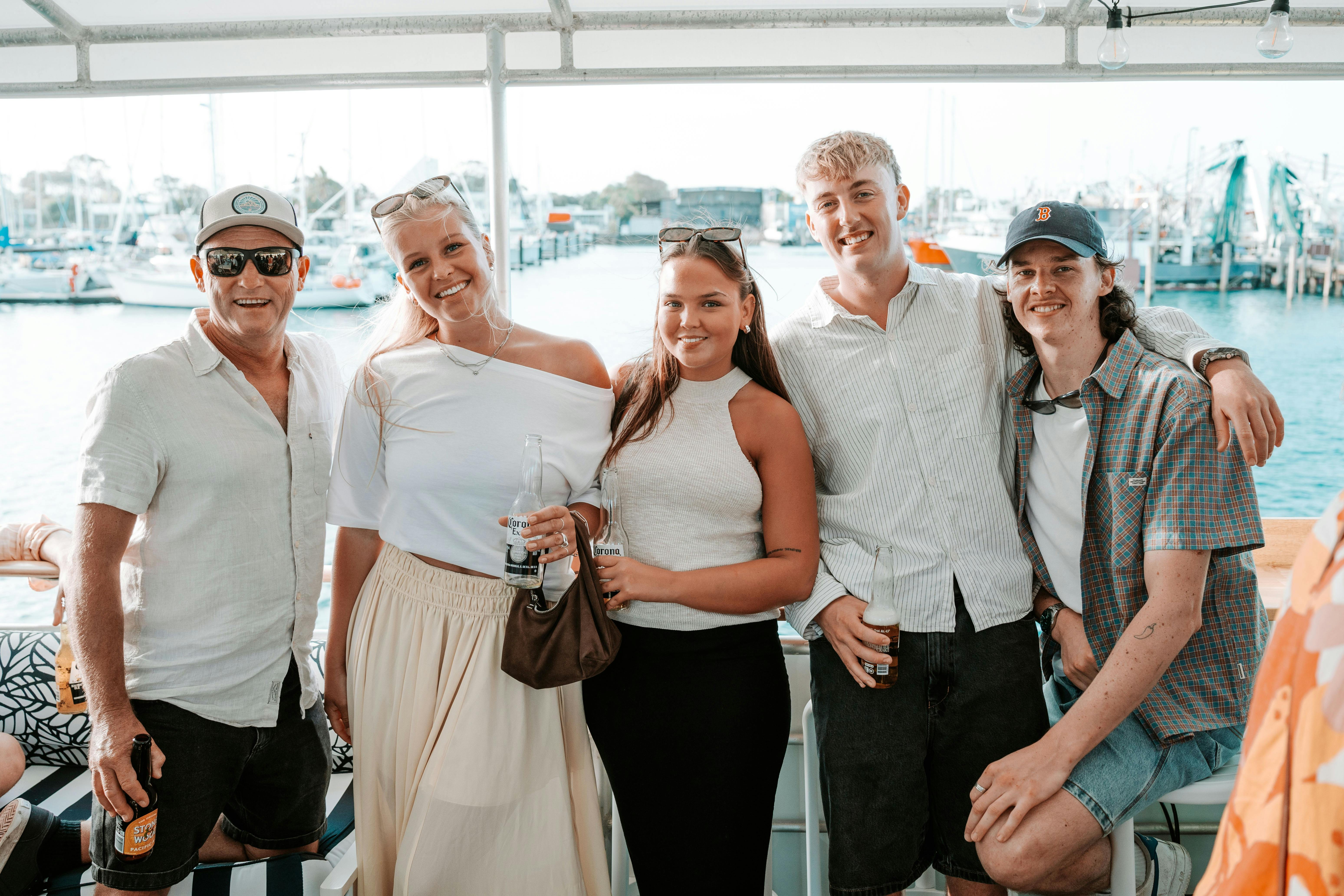 Happy guests onboard Sunset Sessions with Live Music aborad The Boat Mooloolaba