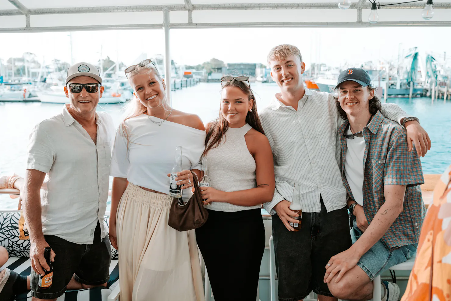 Happy guests onboard Sunset Sessions with Live Music aborad The Boat Mooloolaba
