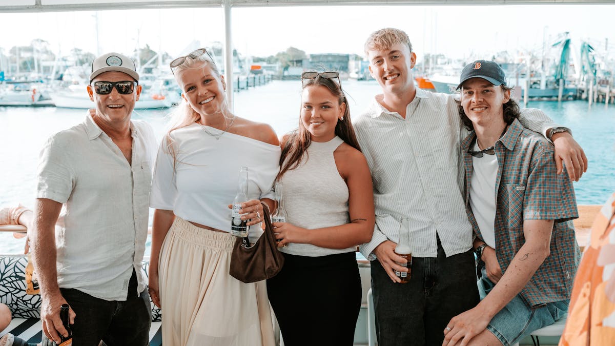 Happy guests onboard Sunset Sessions with Live Music aborad The Boat Mooloolaba