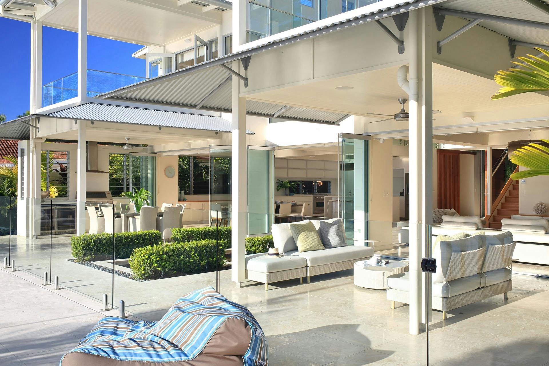 Multiple living and dining areas with generous seating for 10 inside