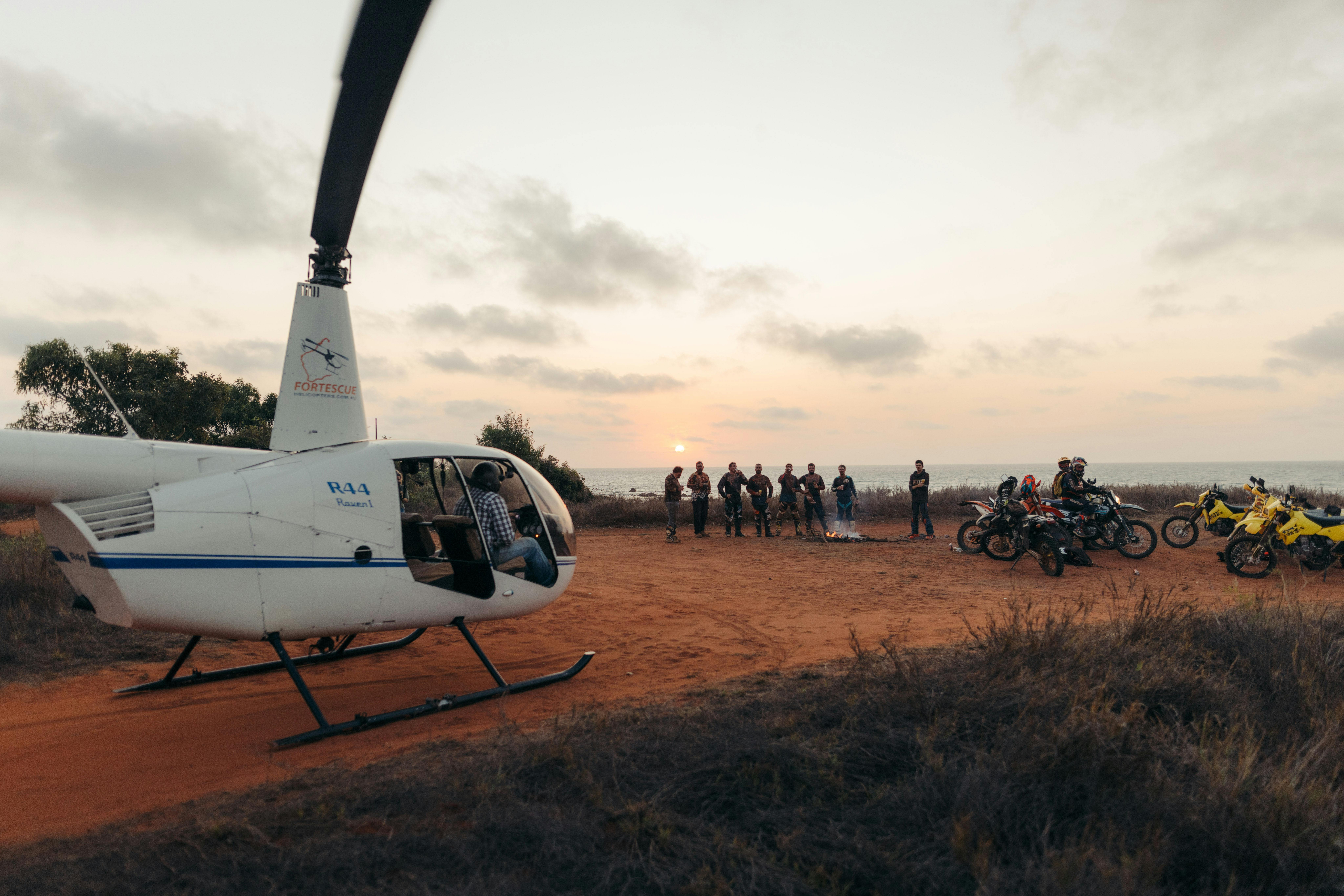 James Price Point Sunset Chopper, motorbike tours, Kimberley Adventure Suzuki Broome pindan cliffs