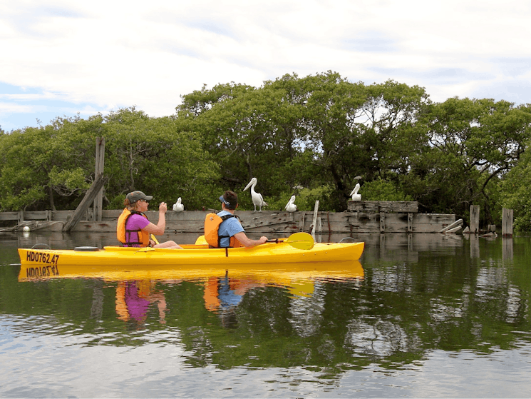 Customers in double taking photo near shipwreck