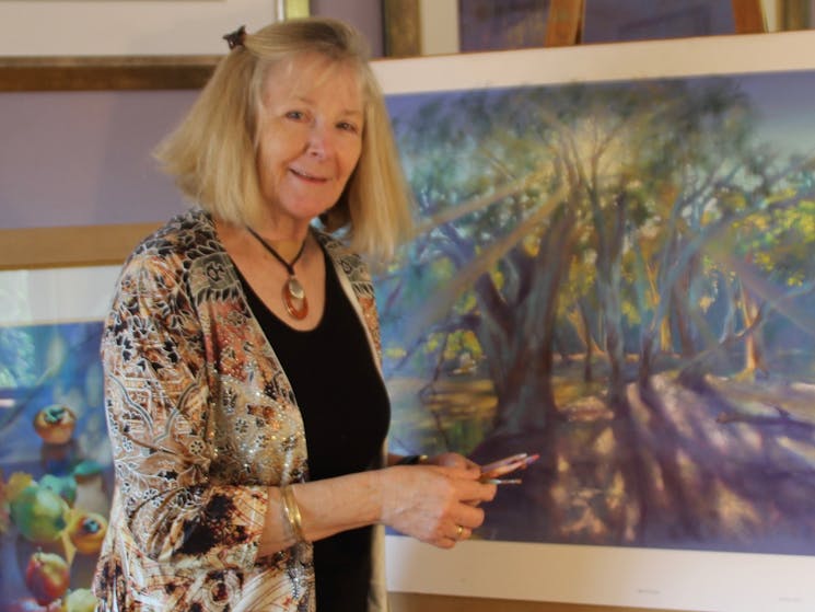 Grace Paleg Australian pastel artist lady easel