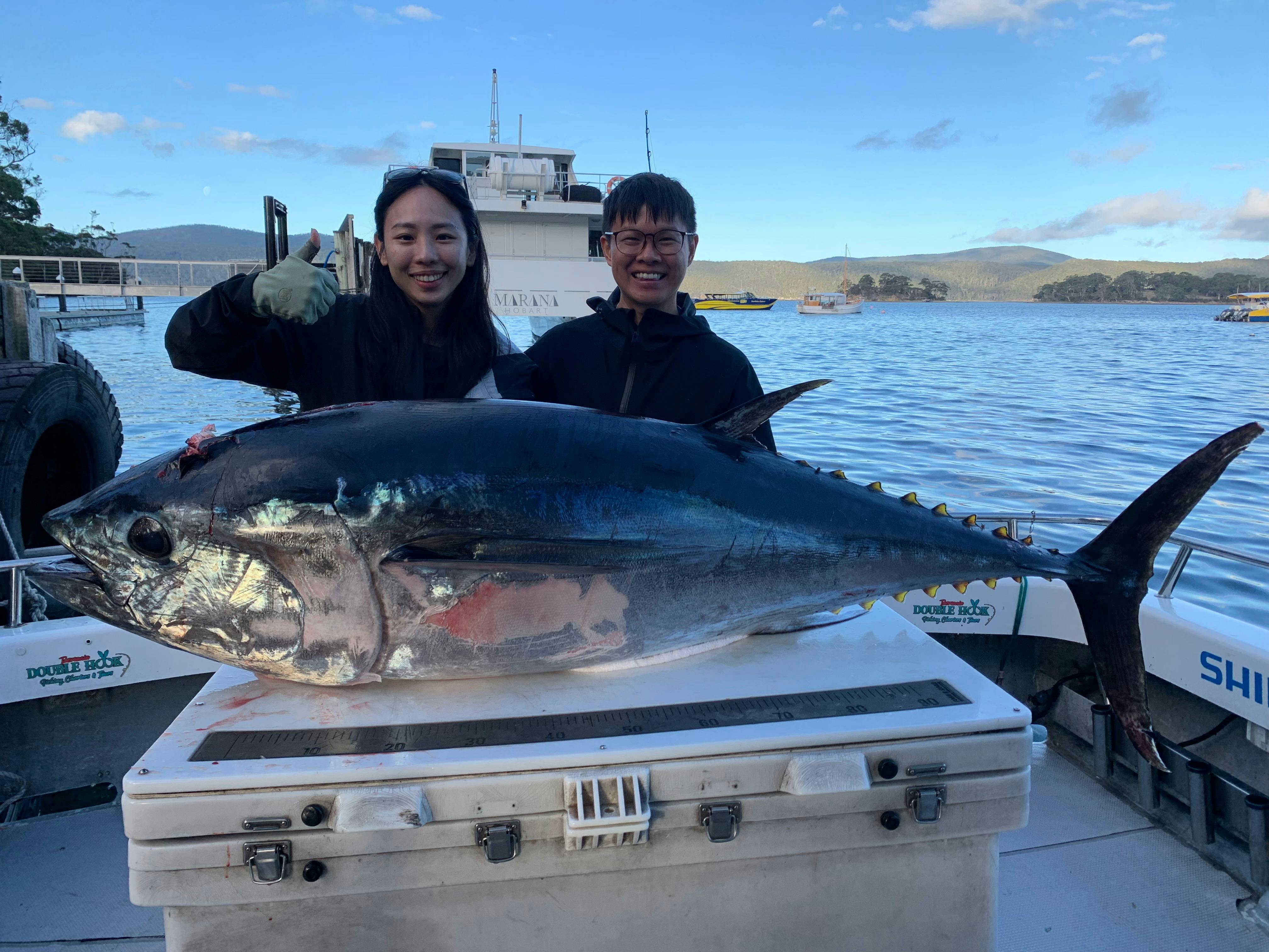 Smiling at our big catch