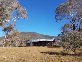 Interpretive shelter with Mt Tennent in the background