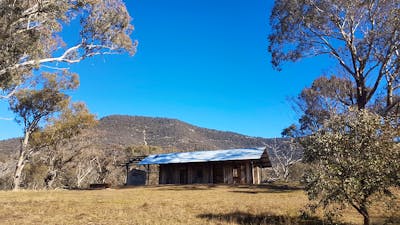Interpretive shelter with Mt Tennent in the background