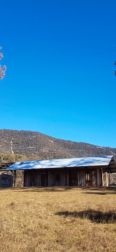 Interpretive shelter with Mt Tennent in the background