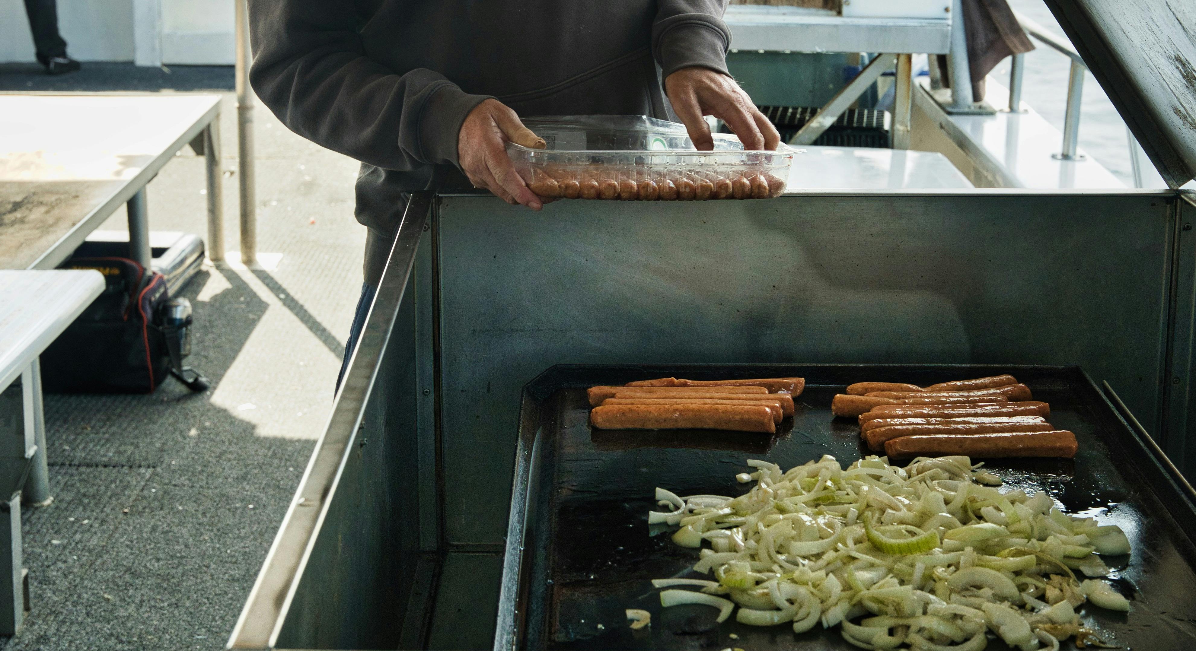 Sausage sizzle on a BBQ