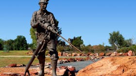A bronze sculpture of a miner, Cobar Miners Memorial, Cobar