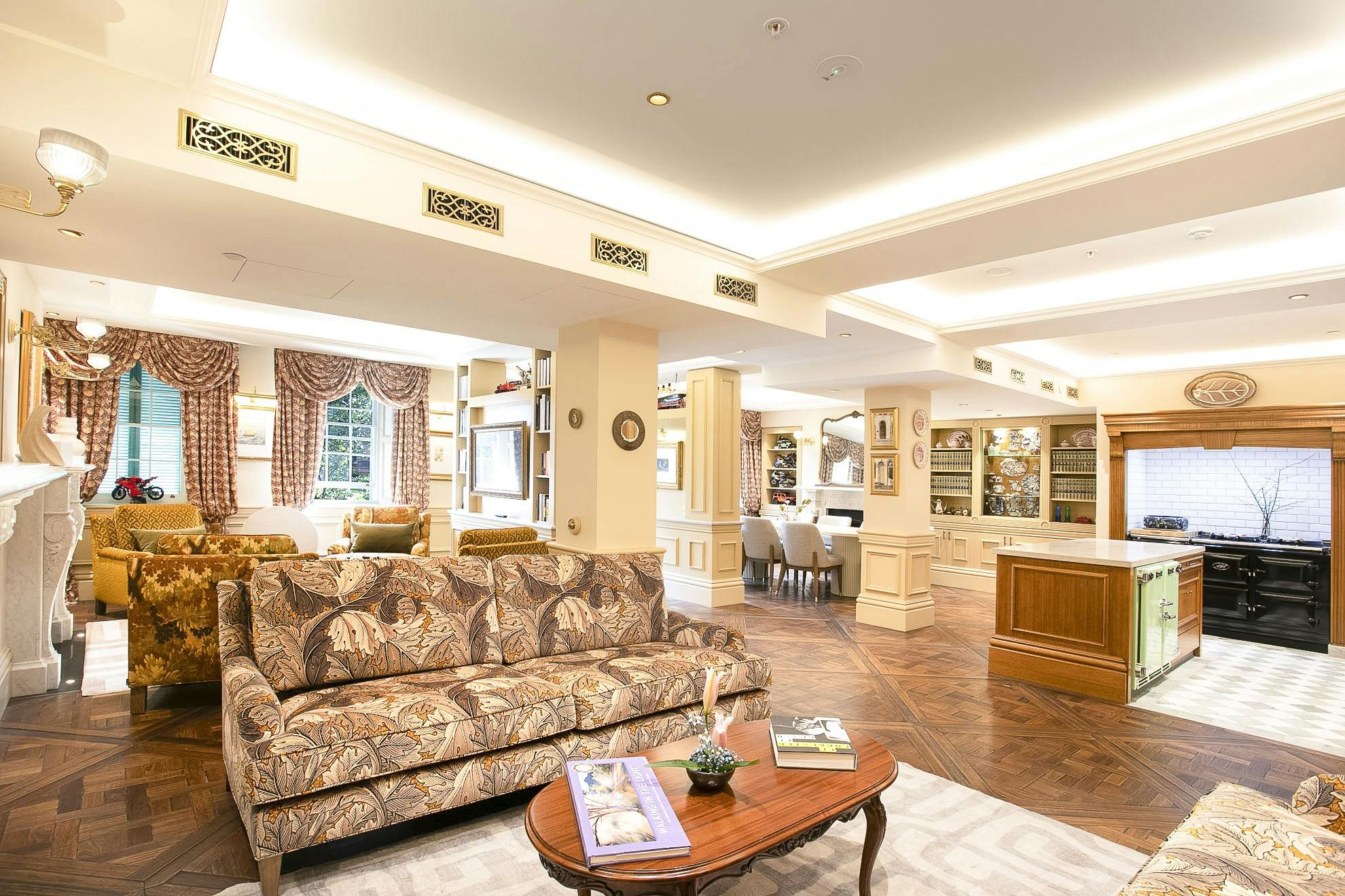 Spacious lounge area with open kitchen and dining