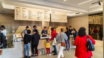 Patrons in an ice cream store