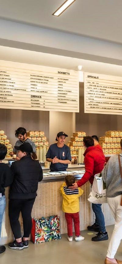 Patrons in an ice cream store