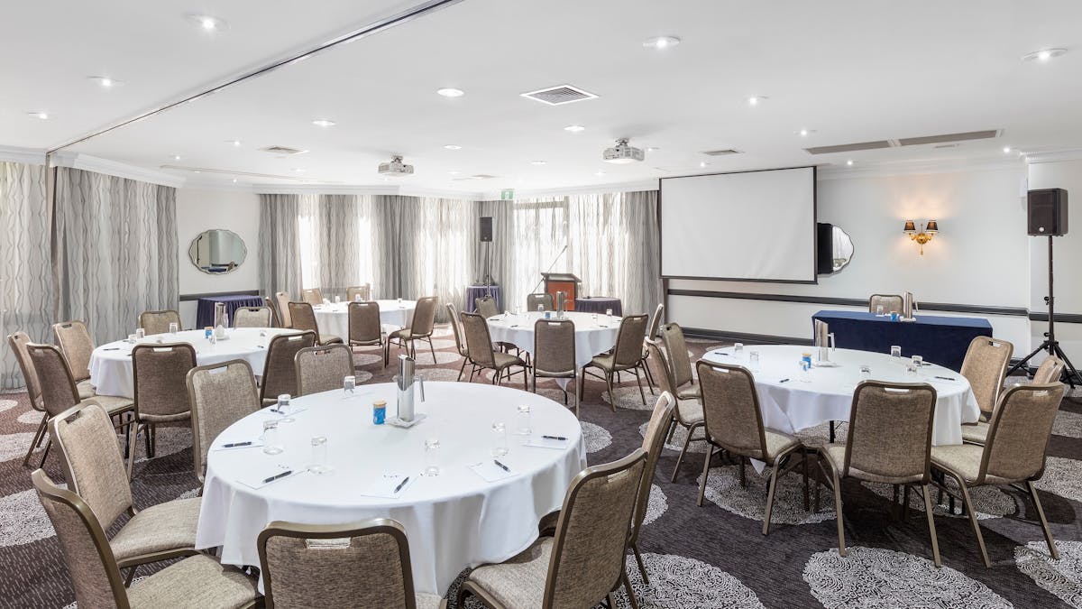 Conference room set up cabaret style