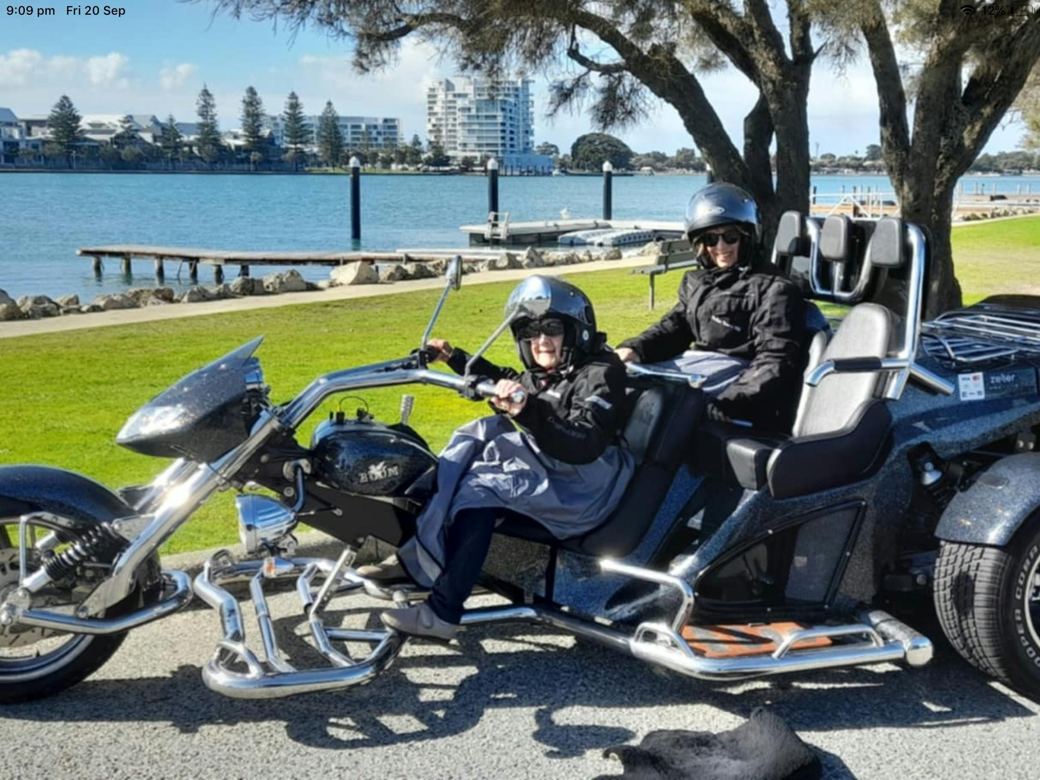 Lovely couple enjoying a cruise around Mandurah, age range for touring....8 to 108 years