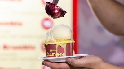 Cheeky Crumbles fruit crumble being made