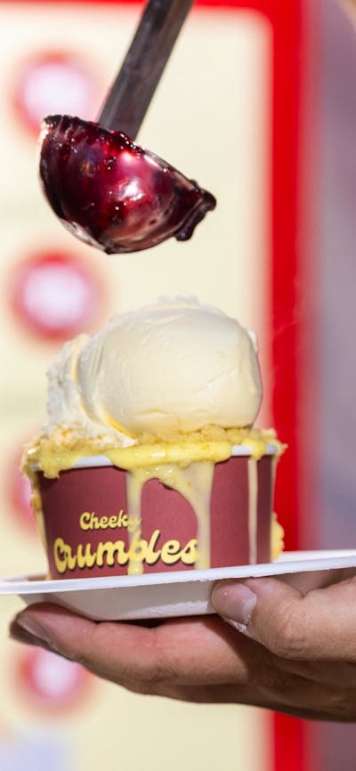 Cheeky Crumbles fruit crumble being made