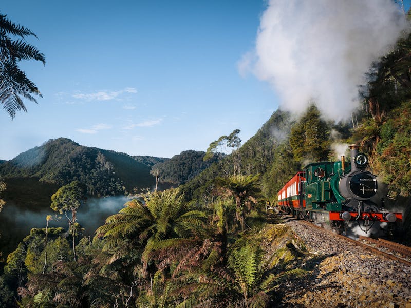 The train travels along the King River Gorge