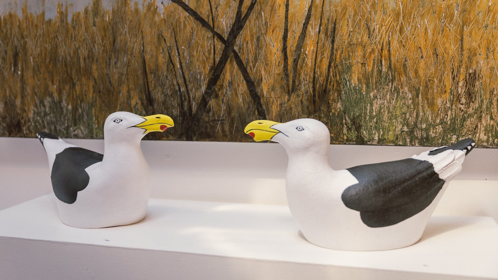 Two Gulls by ceramic artist, Eve Howard.