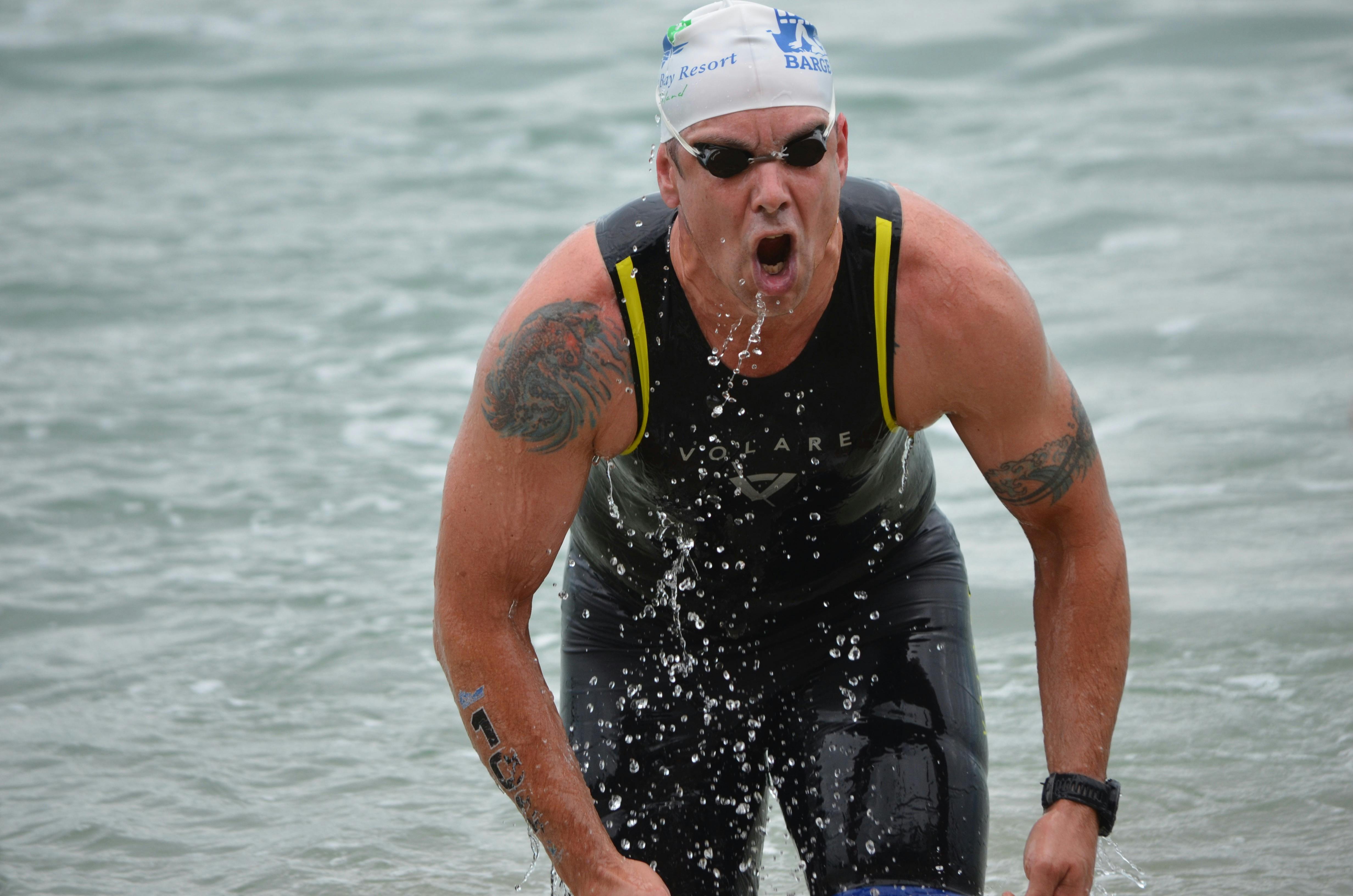 Colin coming out of the swim