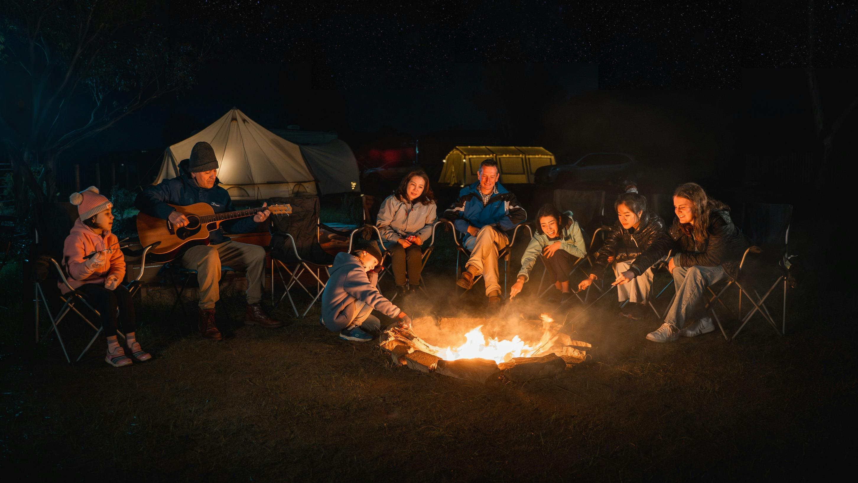 glamping, campfire