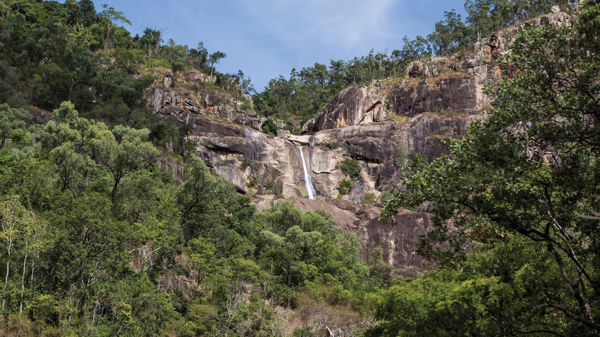 Jourama Falls, cliff face and surrounding woodland.